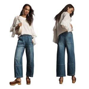 Anthropologie Pilco Izzie Relaxed Pull-On Barrel Jeans Med Eyck Wash